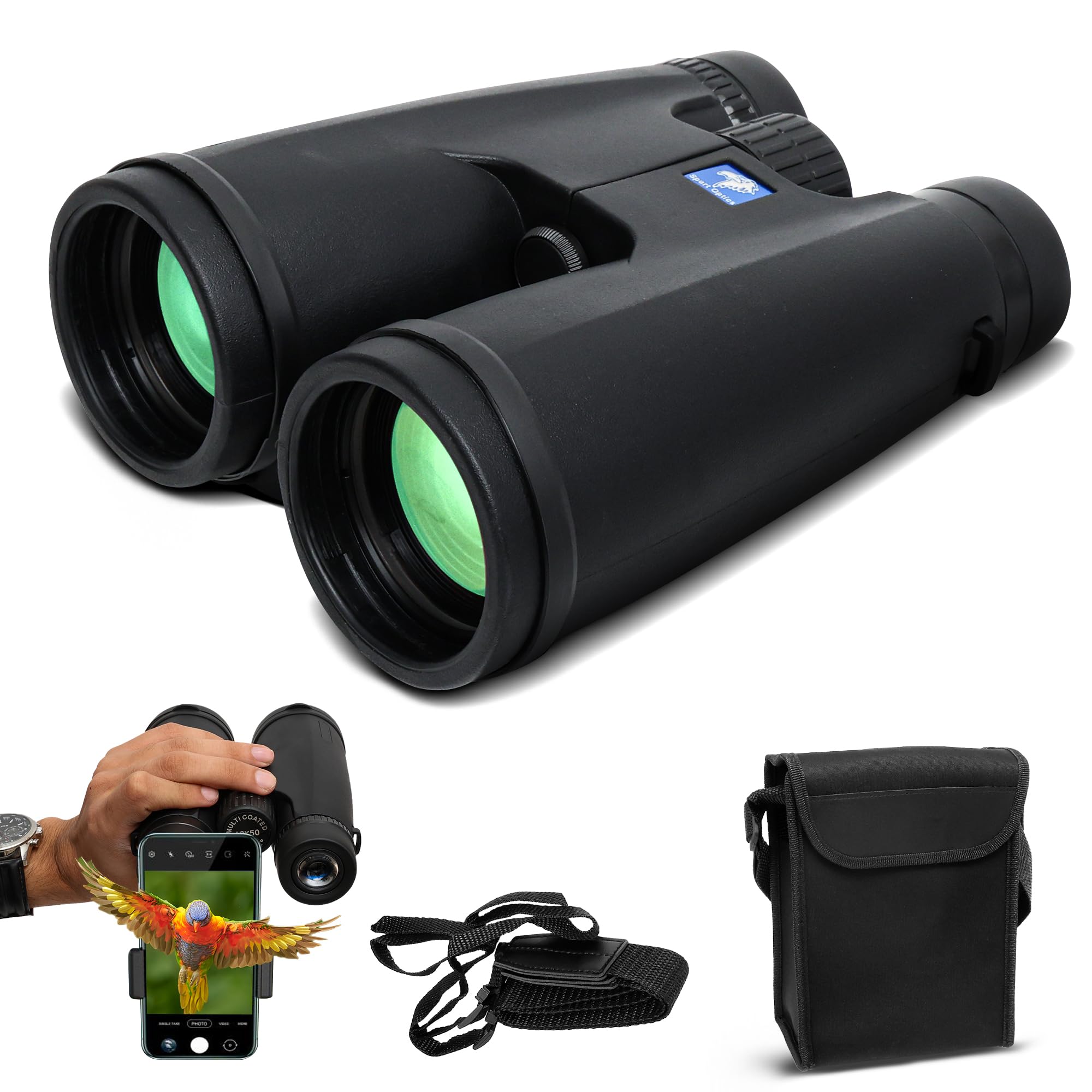 Wallecom 12X50 Hd High Powered Binoculars For Adults With Crystal Clear Low Light Vision, Lightweight, Waterproof, And Easy To F
